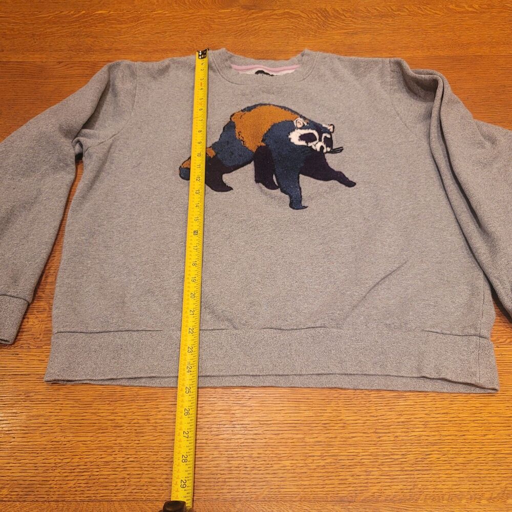 Bonobos Slim Fit Heather Grey Raccoon Chenille Patch Graphic Sweatshirt Mens L - Picture 7 of 9